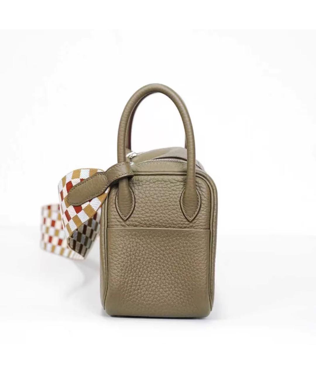 HERMES Серая кожаная сумка с короткими ручками, фото 6