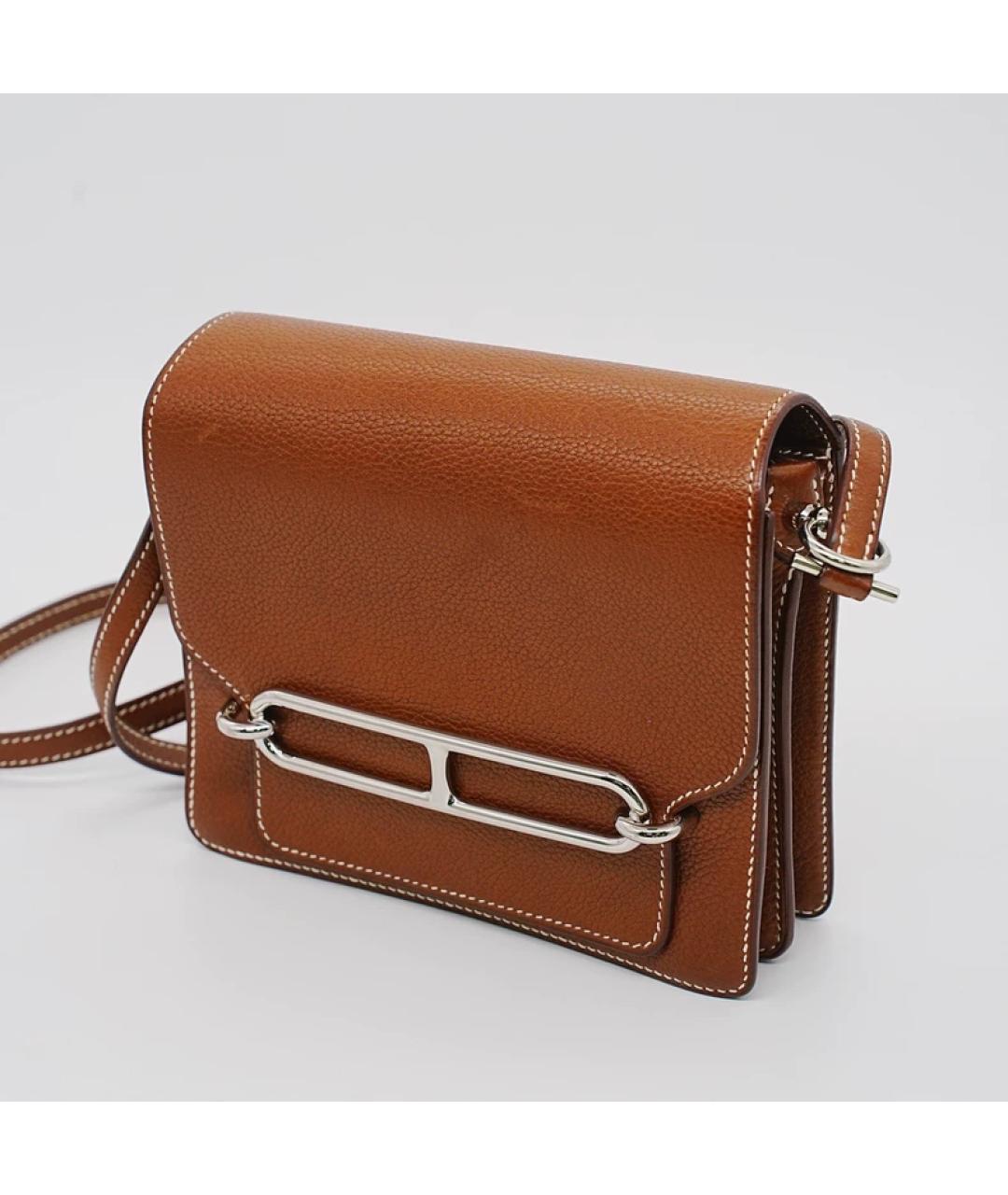 HERMES Коричневая кожаная сумка через плечо, фото 7
