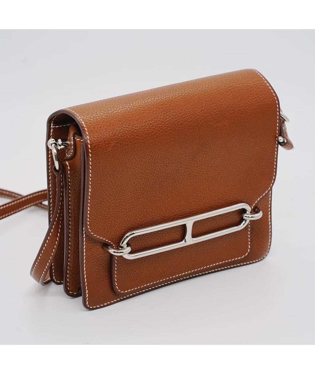 HERMES Коричневая кожаная сумка через плечо, фото 3