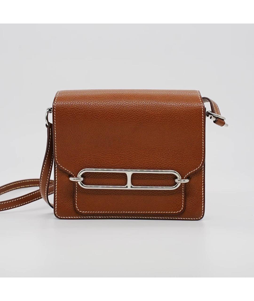 HERMES Коричневая кожаная сумка через плечо, фото 9