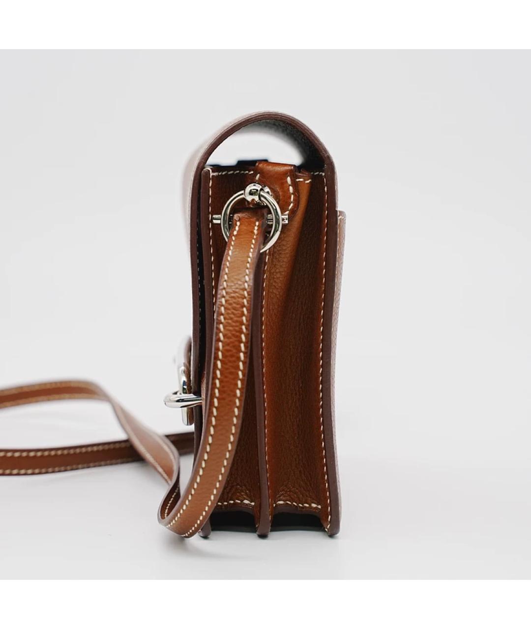 HERMES Коричневая кожаная сумка через плечо, фото 4