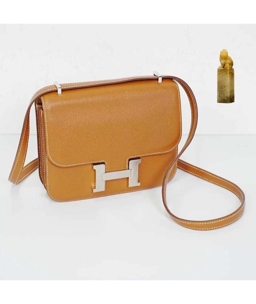 HERMES Коричневая кожаная сумка через плечо, фото 9