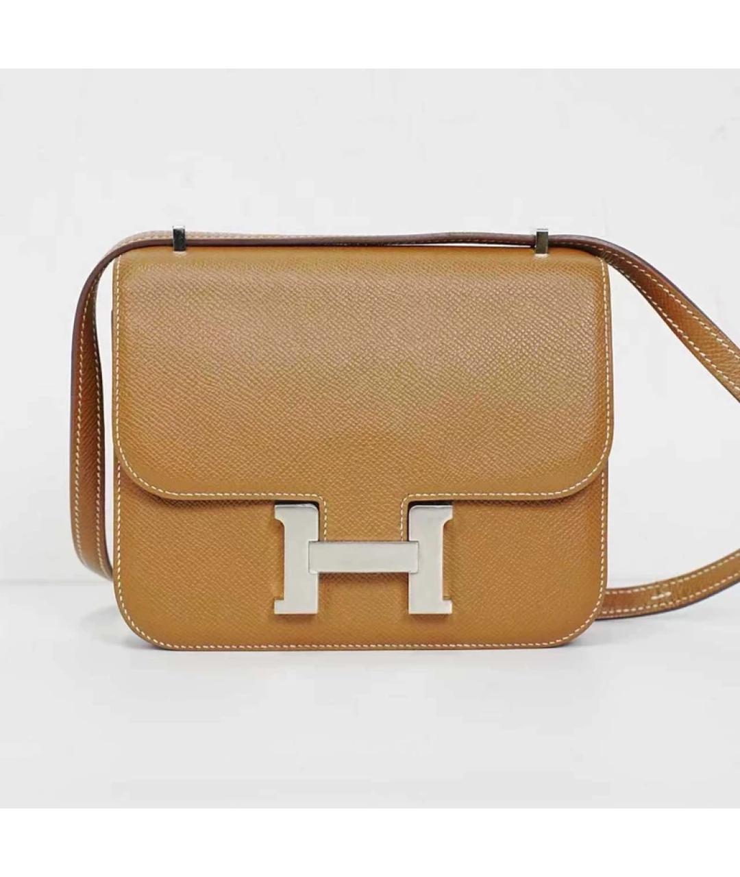 HERMES Коричневая кожаная сумка через плечо, фото 10