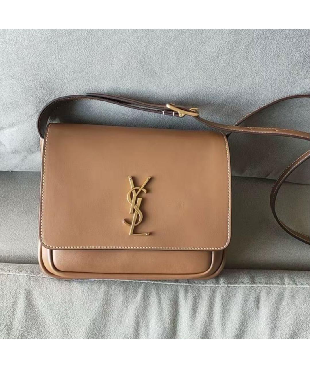 SAINT LAURENT Коричневая кожаная сумка через плечо, фото 6