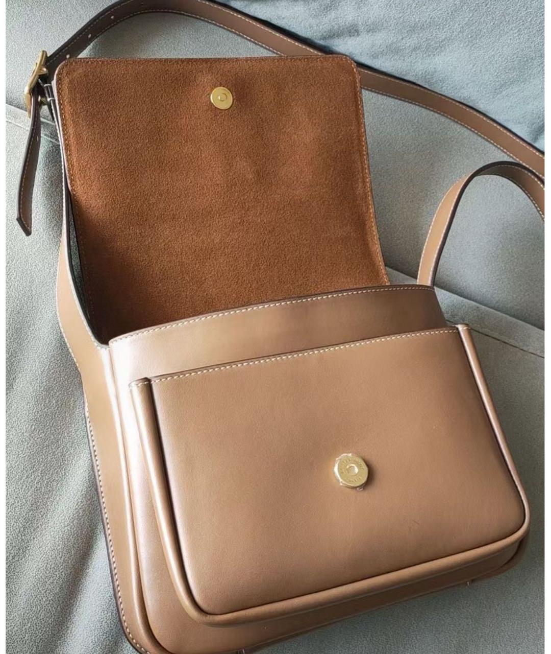 SAINT LAURENT Коричневая кожаная сумка через плечо, фото 8