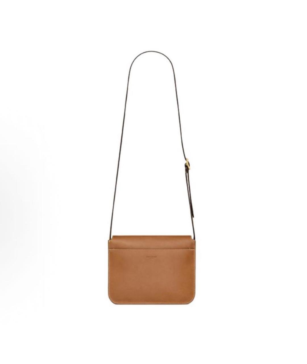 SAINT LAURENT Коричневая кожаная сумка через плечо, фото 4