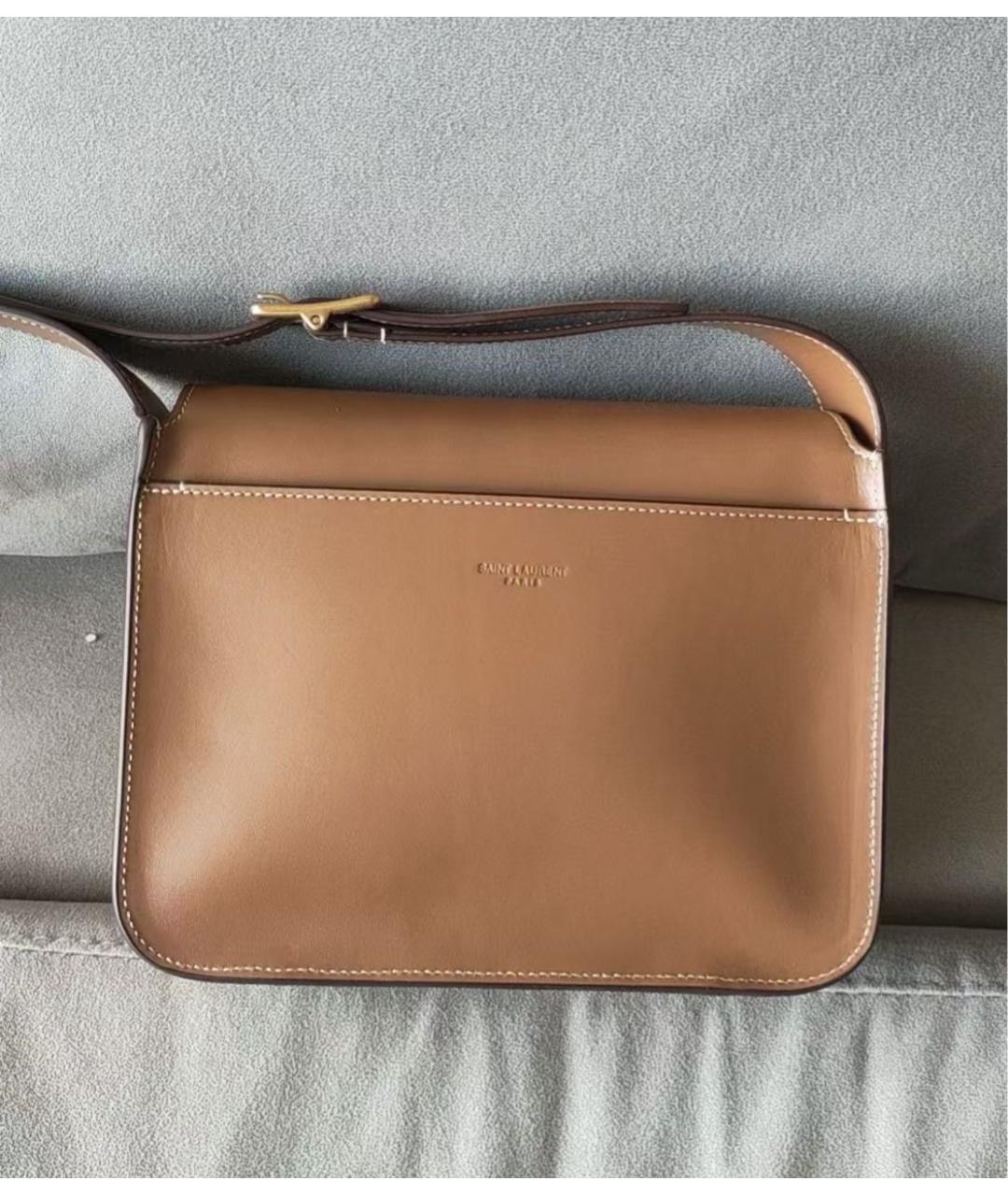 SAINT LAURENT Коричневая кожаная сумка через плечо, фото 7