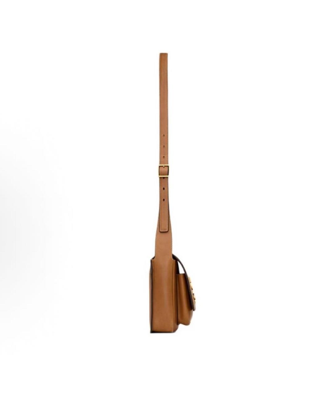 SAINT LAURENT Коричневая кожаная сумка через плечо, фото 3