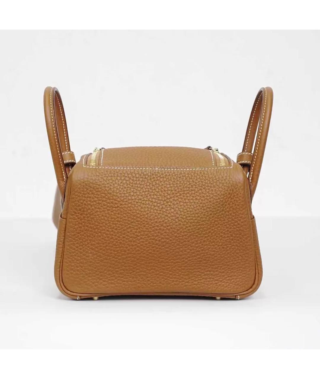 HERMES Коричневая кожаная сумка с короткими ручками, фото 4