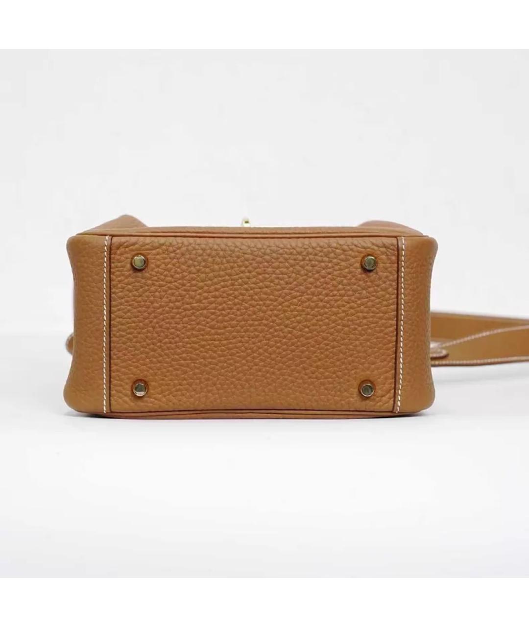 HERMES Коричневая кожаная сумка с короткими ручками, фото 7