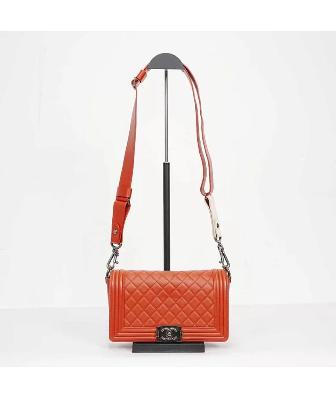 CHANEL Красная кожаная сумка через плечо, фото 7