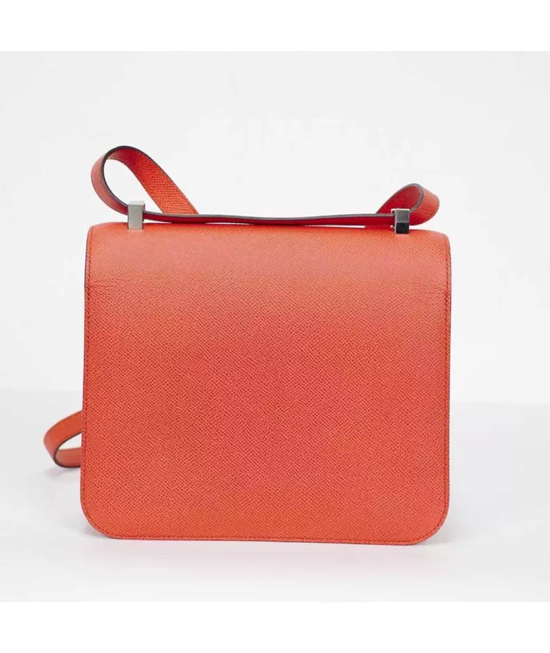 HERMES Оранжевая кожаная сумка через плечо, фото 6