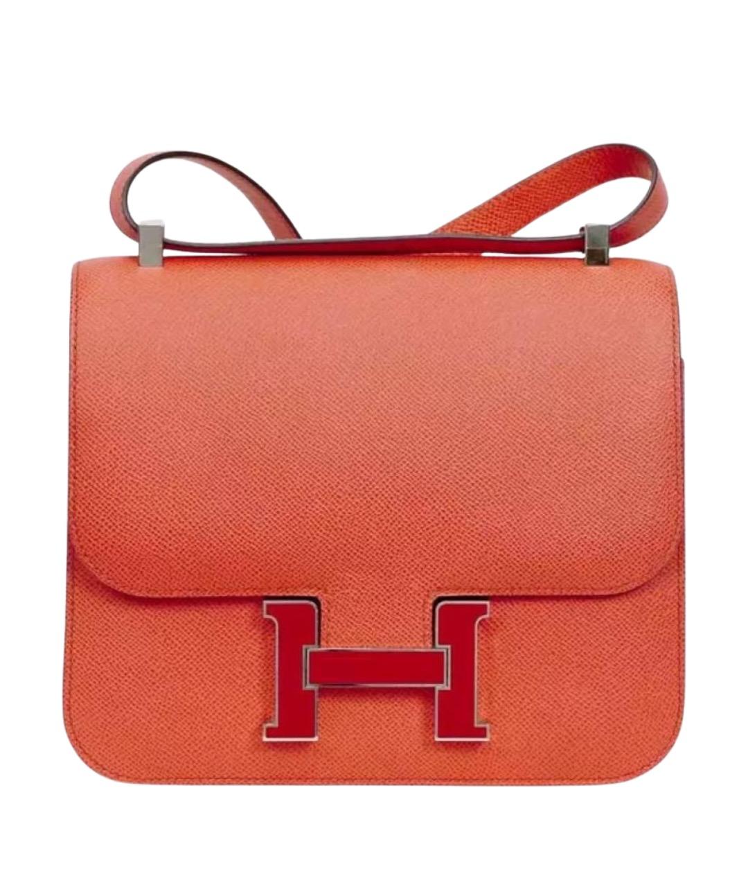 HERMES Оранжевая кожаная сумка через плечо, фото 1