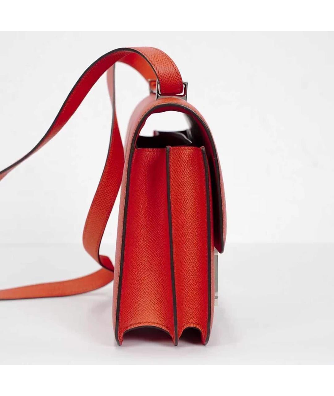 HERMES Оранжевая кожаная сумка через плечо, фото 5