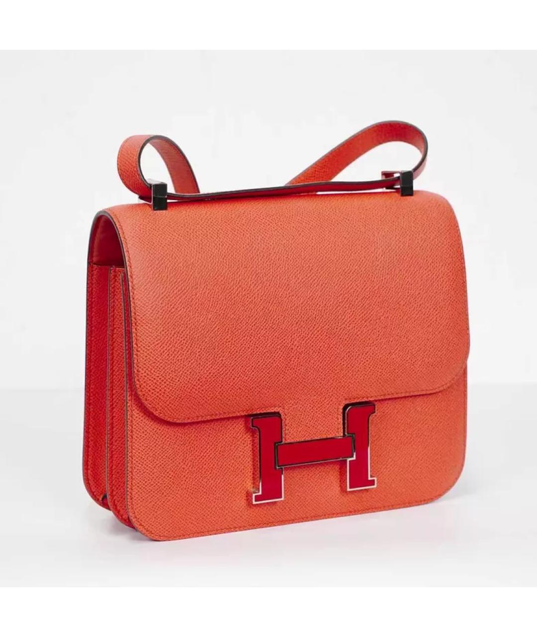 HERMES Оранжевая кожаная сумка через плечо, фото 4