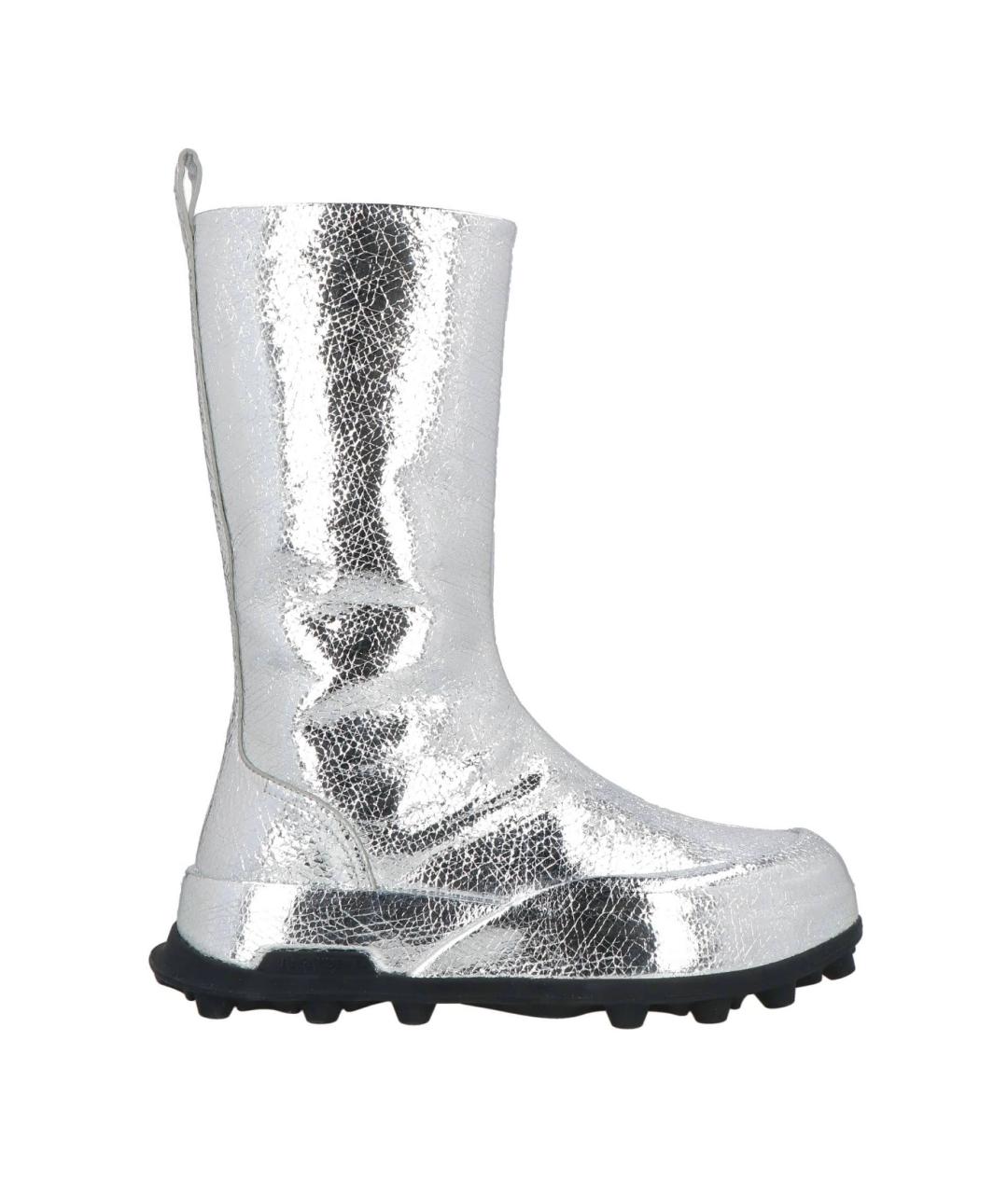 JIL SANDER Серебряные кожаные полусапоги, фото 1