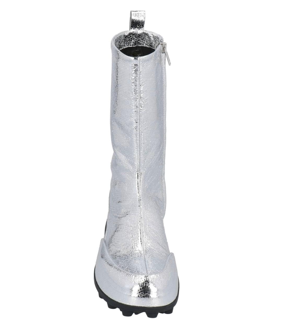 JIL SANDER Серебряные кожаные полусапоги, фото 3