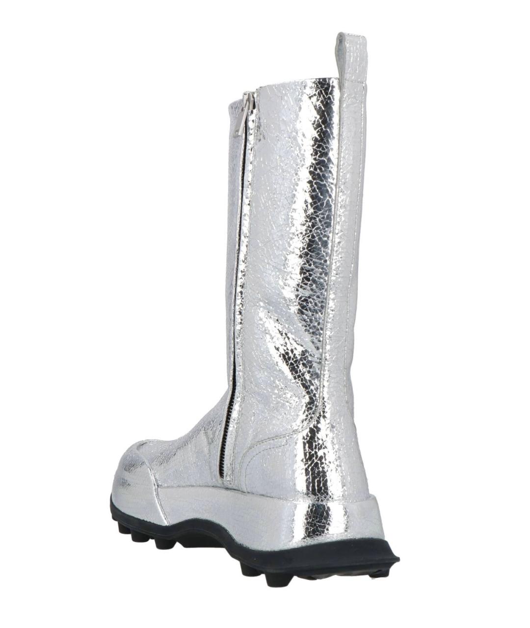 JIL SANDER Серебряные кожаные полусапоги, фото 4