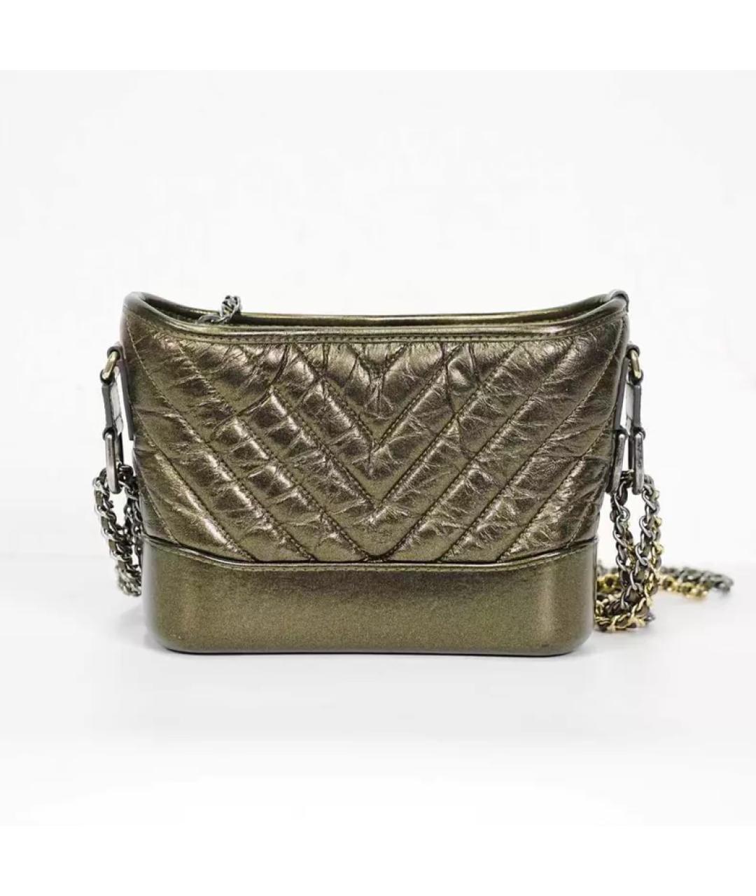CHANEL Золотая кожаная сумка через плечо, фото 5