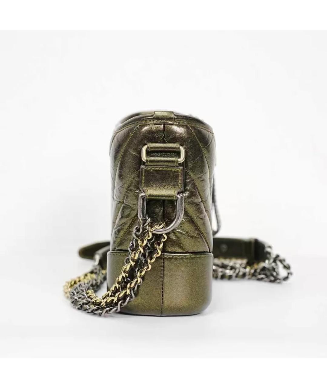 CHANEL Золотая кожаная сумка через плечо, фото 4