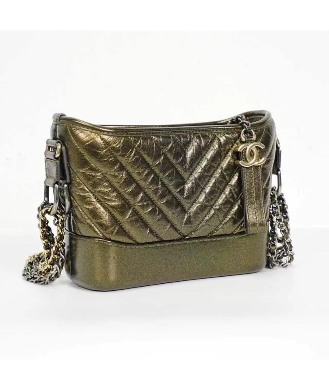 CHANEL Золотая кожаная сумка через плечо, фото 3