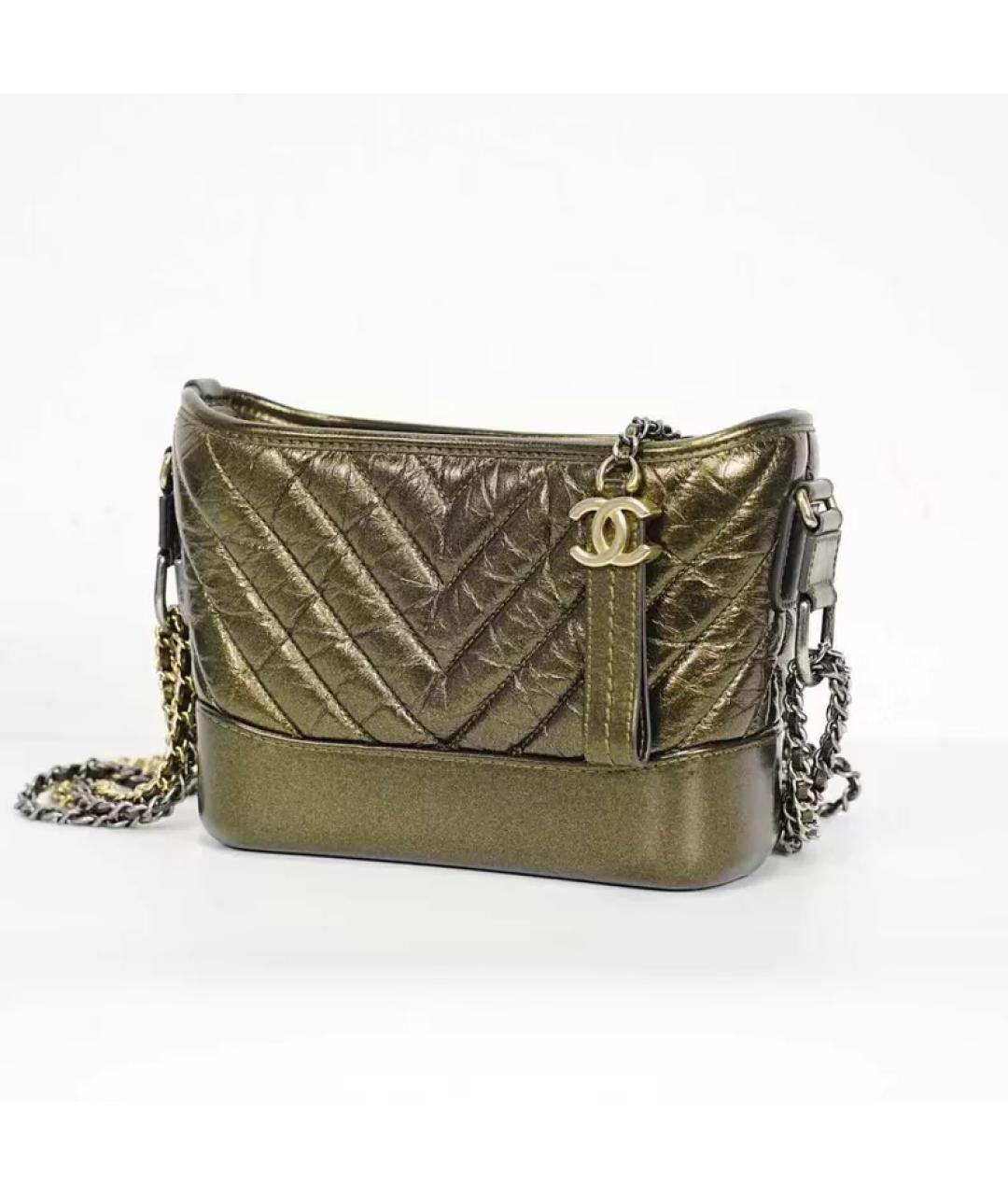 CHANEL Золотая кожаная сумка через плечо, фото 2