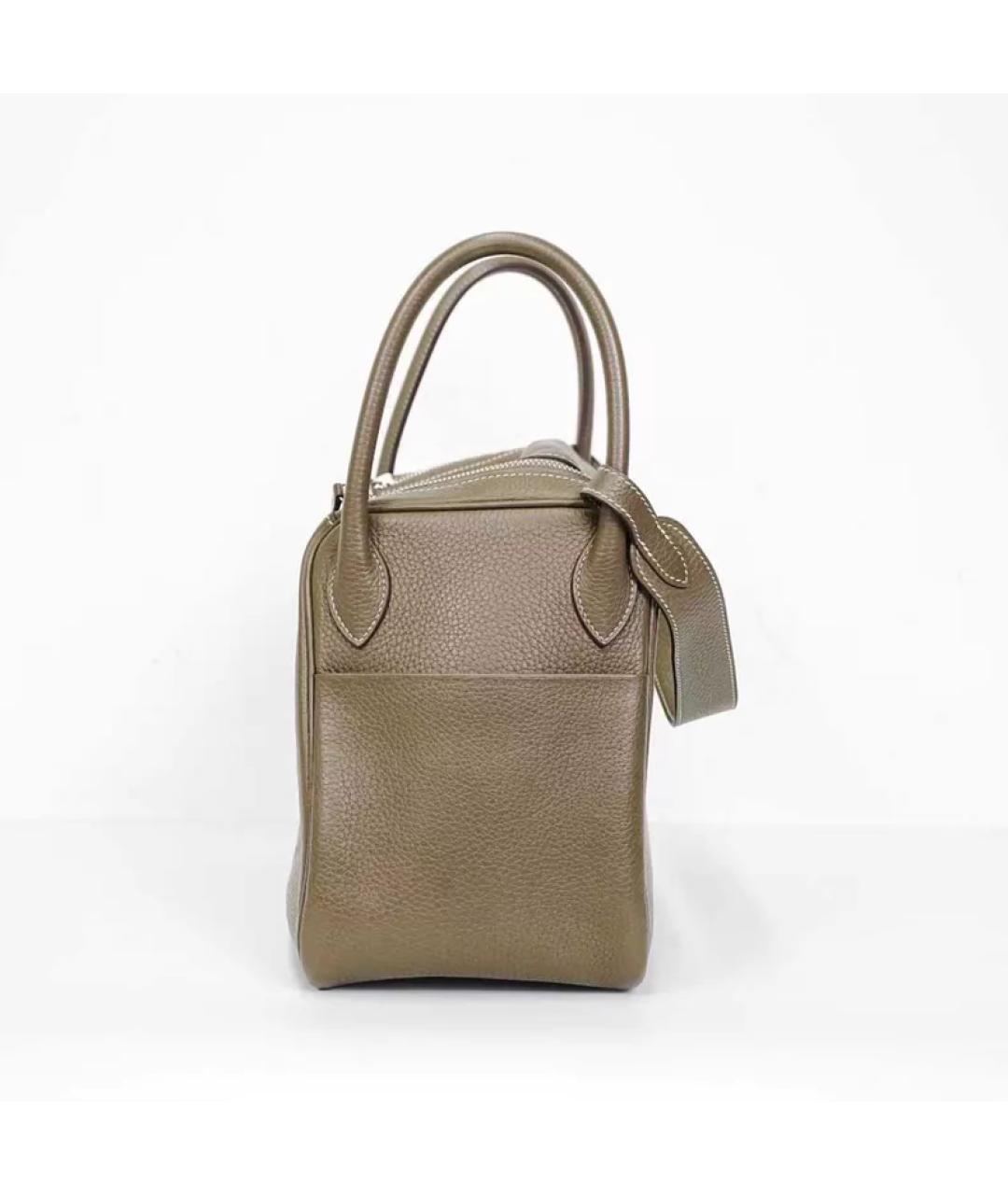 HERMES Серая кожаная сумка с короткими ручками, фото 6