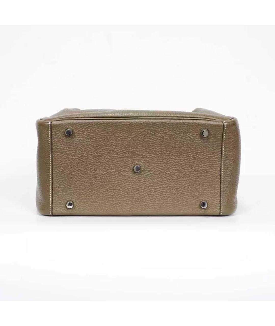 HERMES Серая кожаная сумка с короткими ручками, фото 5