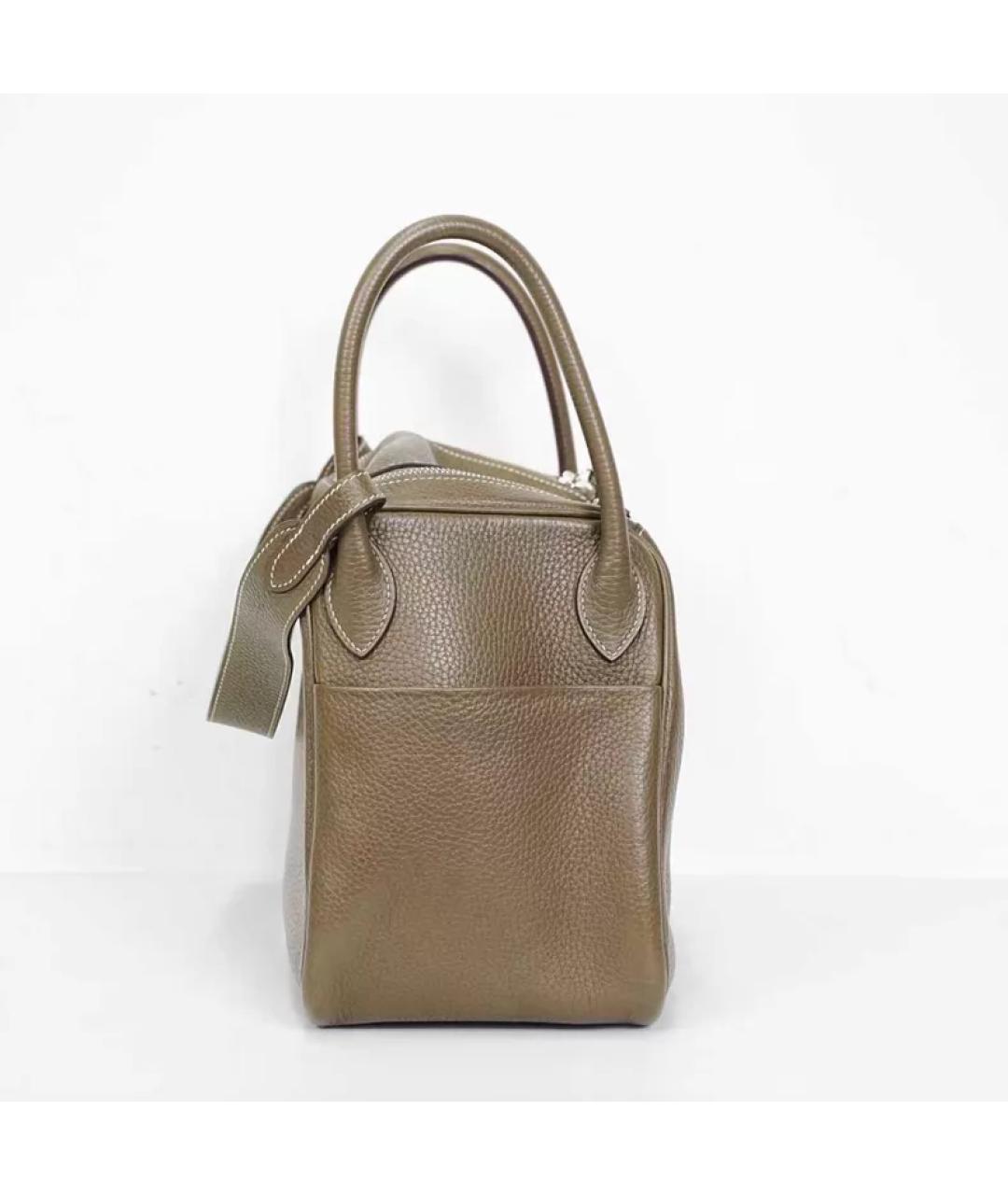 HERMES Серая кожаная сумка с короткими ручками, фото 8