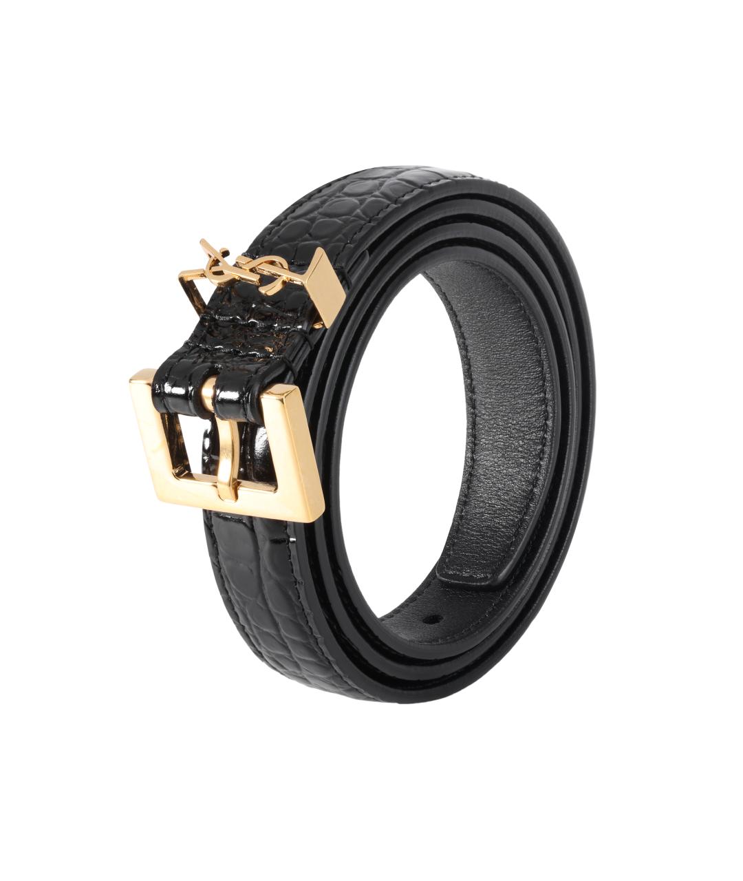 SAINT LAURENT Черный кожаный ремень, фото 3