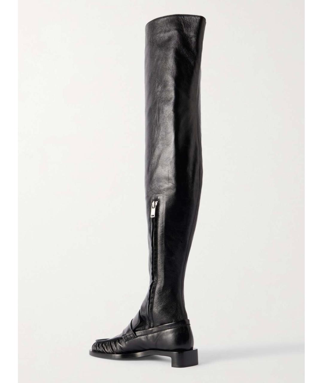 JIL SANDER Черные кожаные ботфорты, фото 2