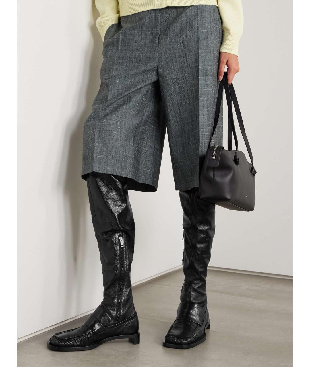 JIL SANDER Черные кожаные ботфорты, фото 4