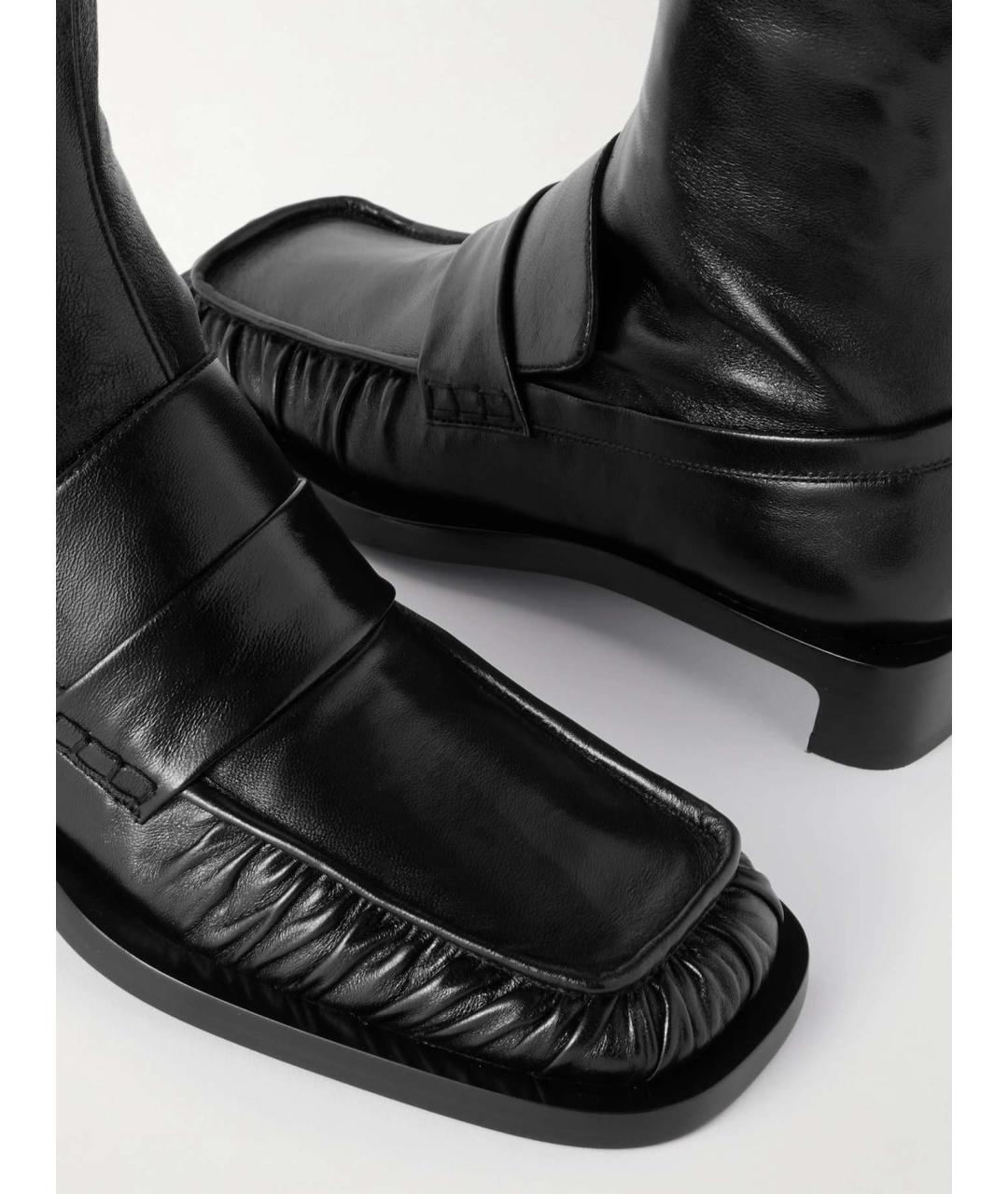 JIL SANDER Черные кожаные ботфорты, фото 3