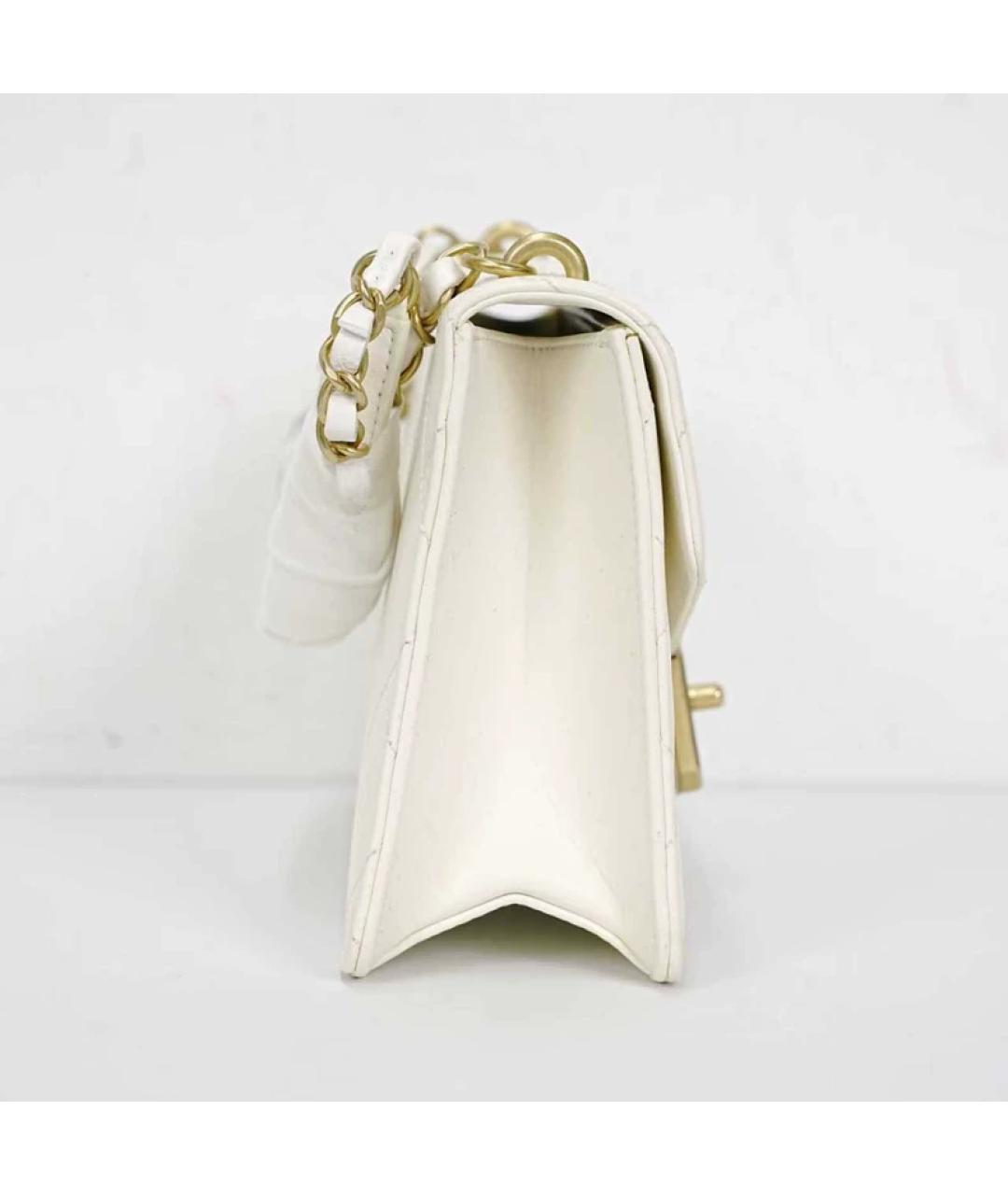 CHANEL Белая кожаная сумка с короткими ручками, фото 5
