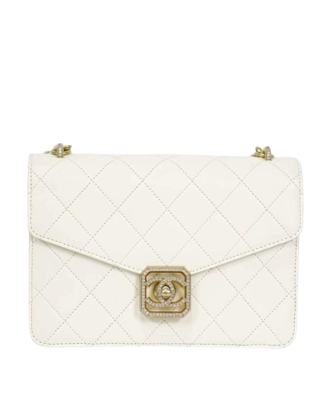 CHANEL Белая кожаная сумка с короткими ручками, фото 1