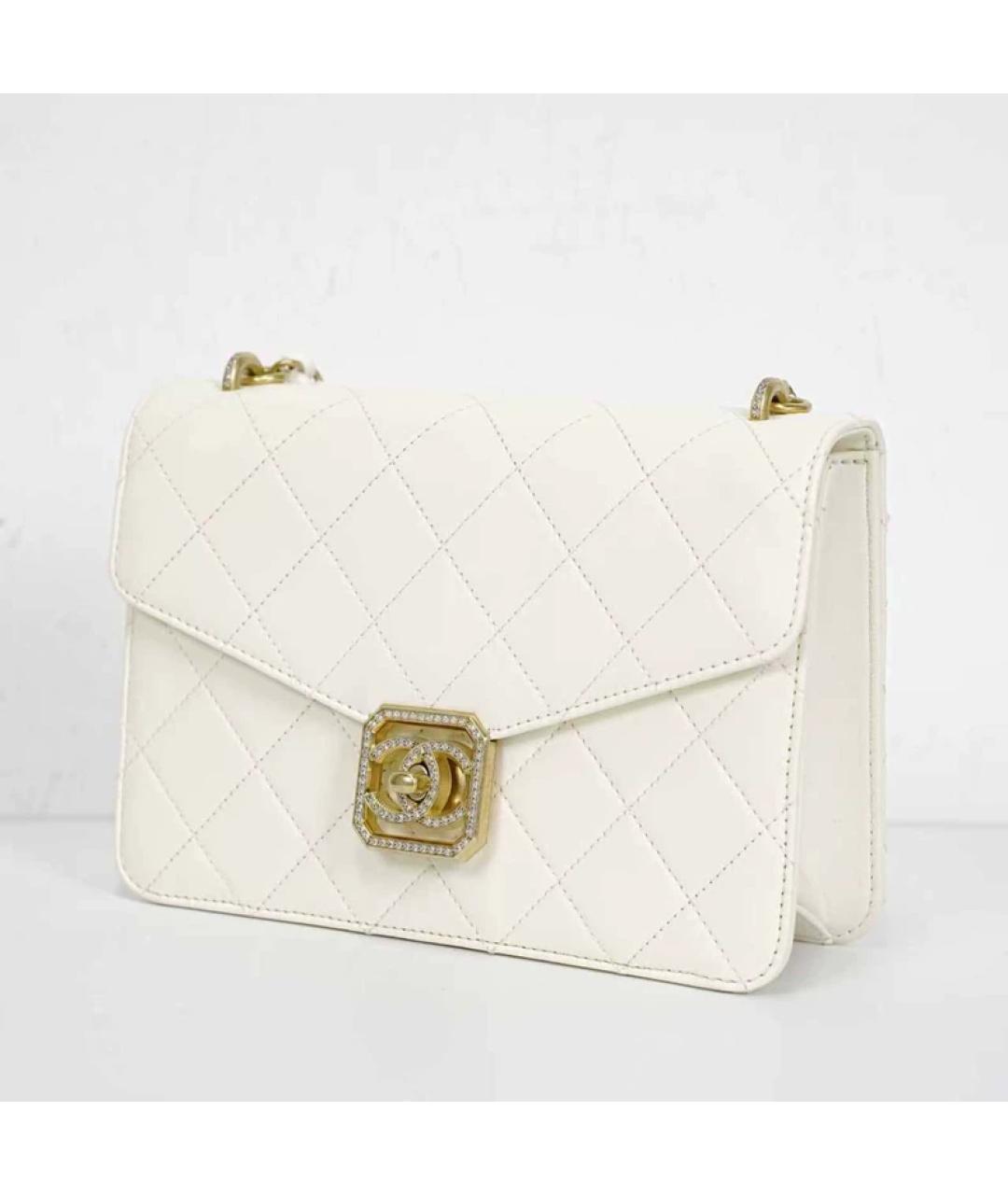 CHANEL Белая кожаная сумка с короткими ручками, фото 2