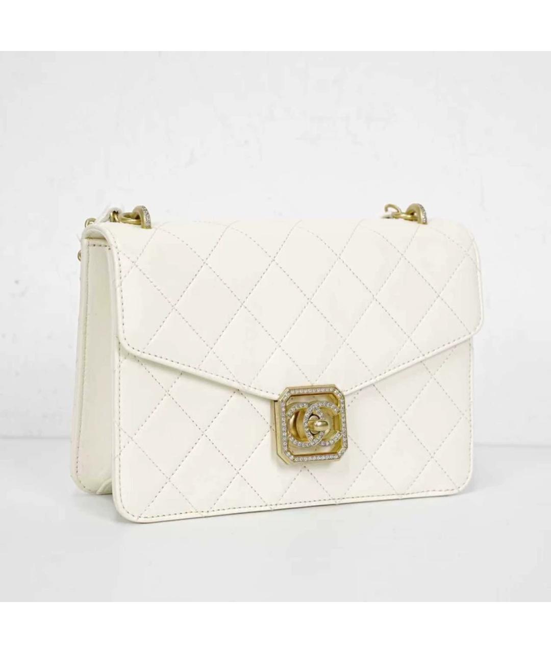 CHANEL Белая кожаная сумка с короткими ручками, фото 6