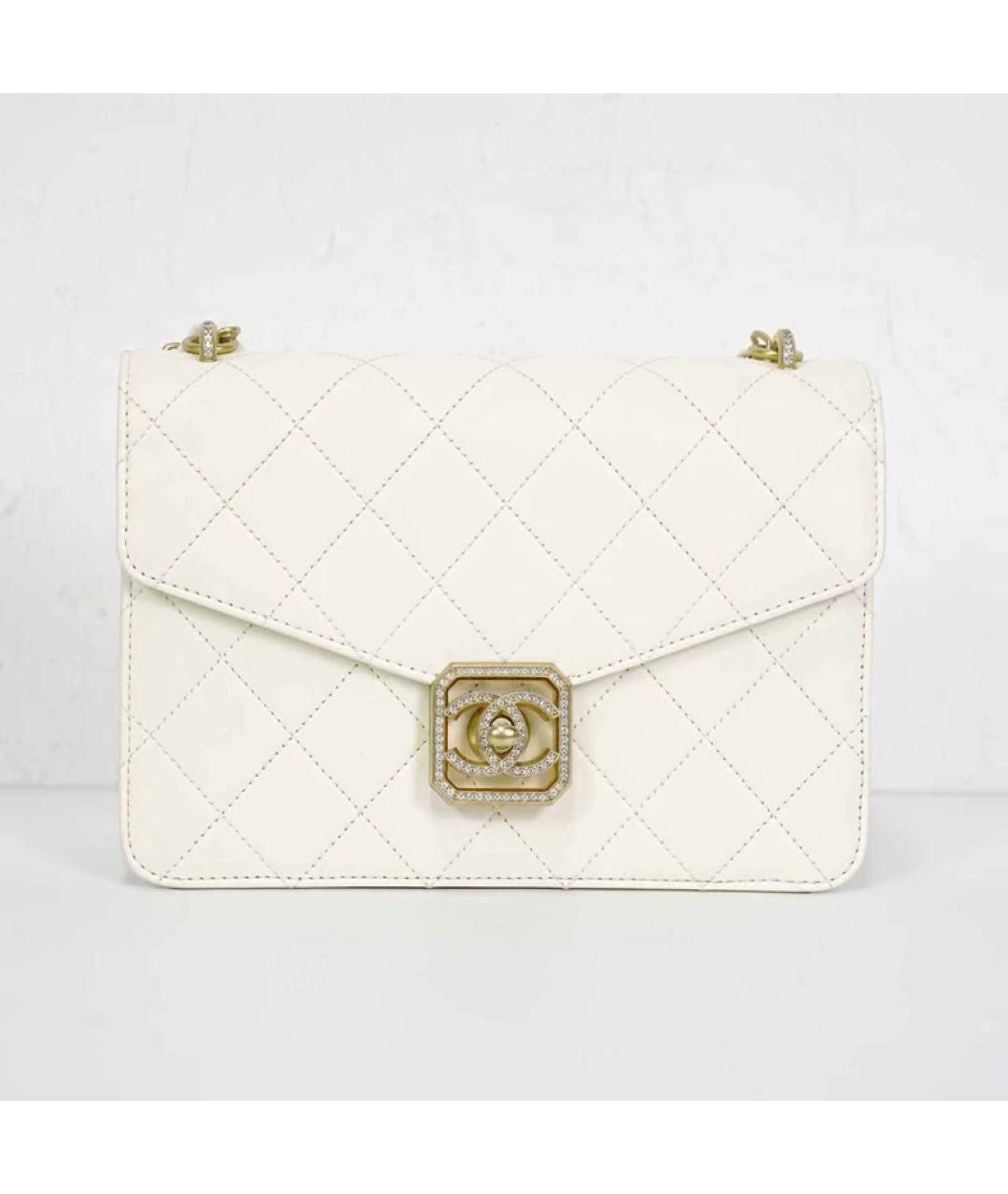 CHANEL Белая кожаная сумка с короткими ручками, фото 10