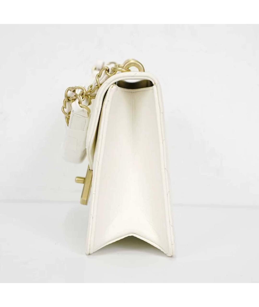 CHANEL Белая кожаная сумка с короткими ручками, фото 3
