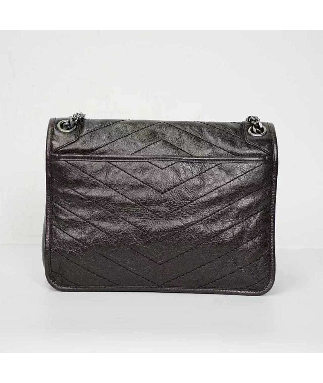 SAINT LAURENT Коричневая кожаная сумка через плечо, фото 5