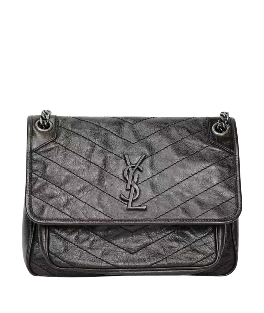 SAINT LAURENT Коричневая кожаная сумка через плечо, фото 1