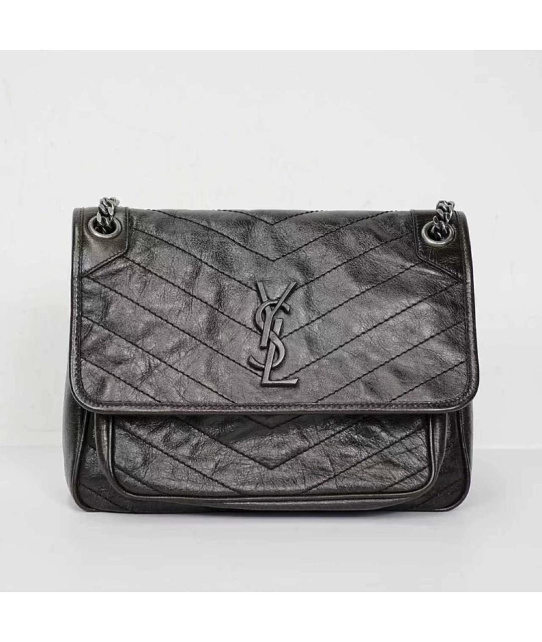 SAINT LAURENT Коричневая кожаная сумка через плечо, фото 10