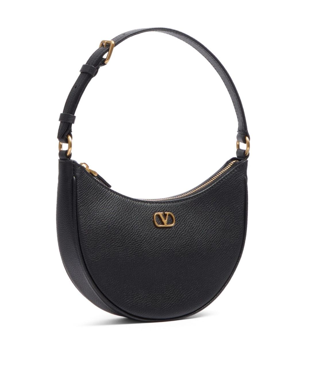 VALENTINO Черная кожаная сумка с короткими ручками, фото 2