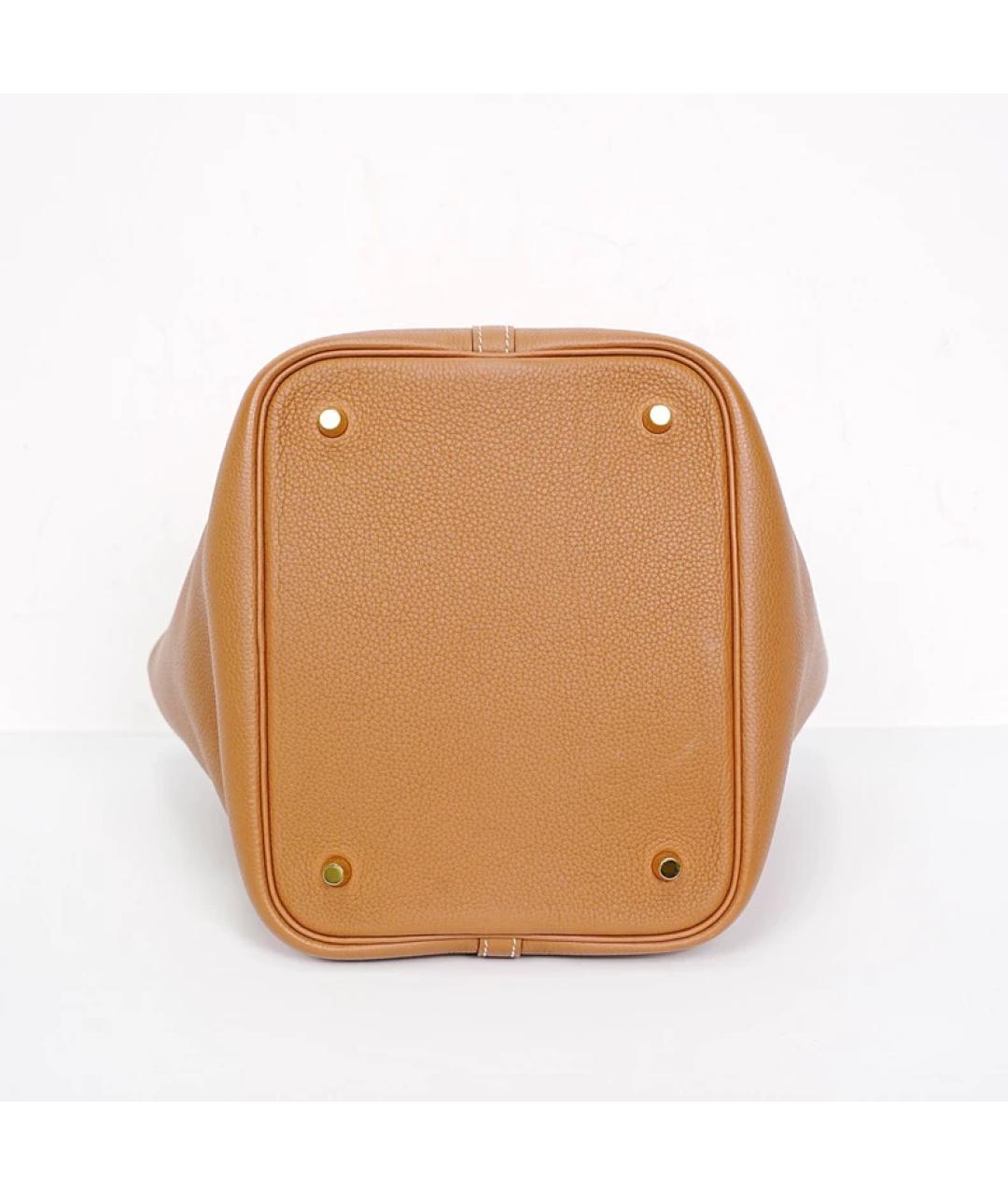 HERMES Коричневая кожаная сумка с короткими ручками, фото 7
