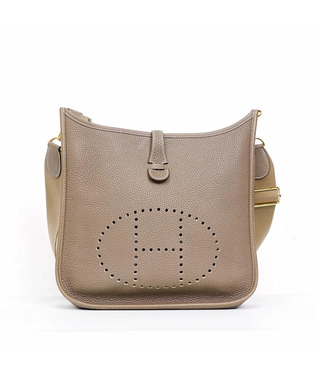 HERMES Серая кожаная сумка через плечо, фото 9