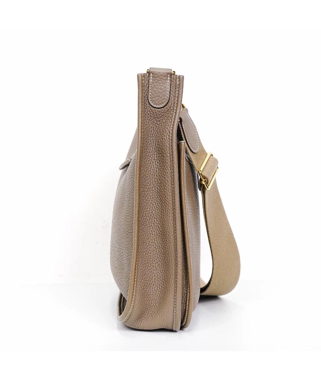 HERMES Серая кожаная сумка через плечо, фото 5