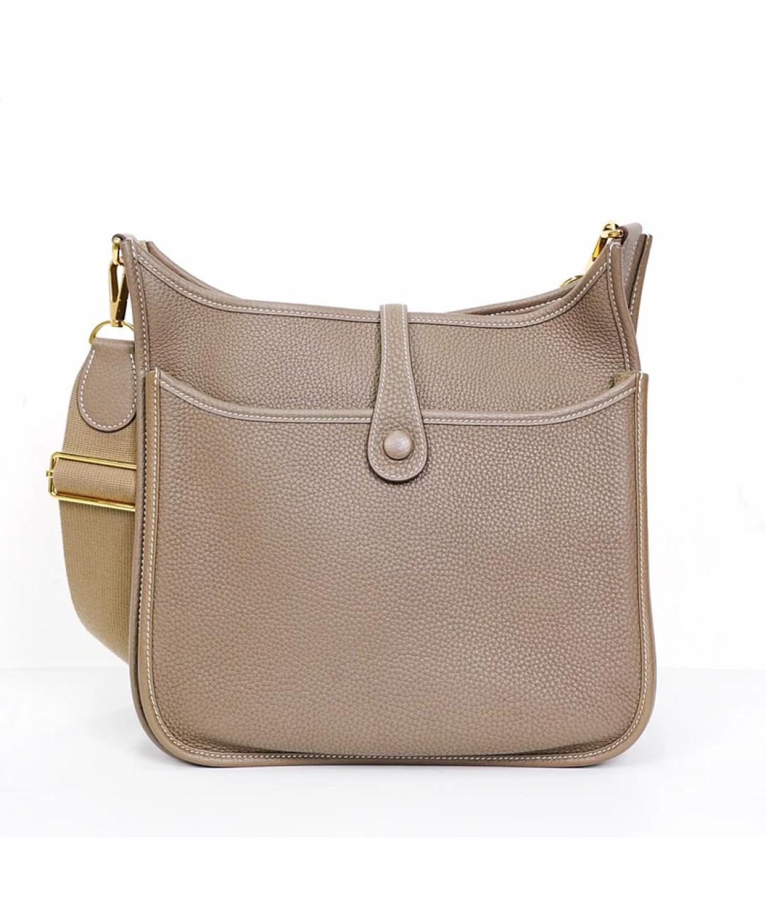 HERMES Серая кожаная сумка через плечо, фото 6