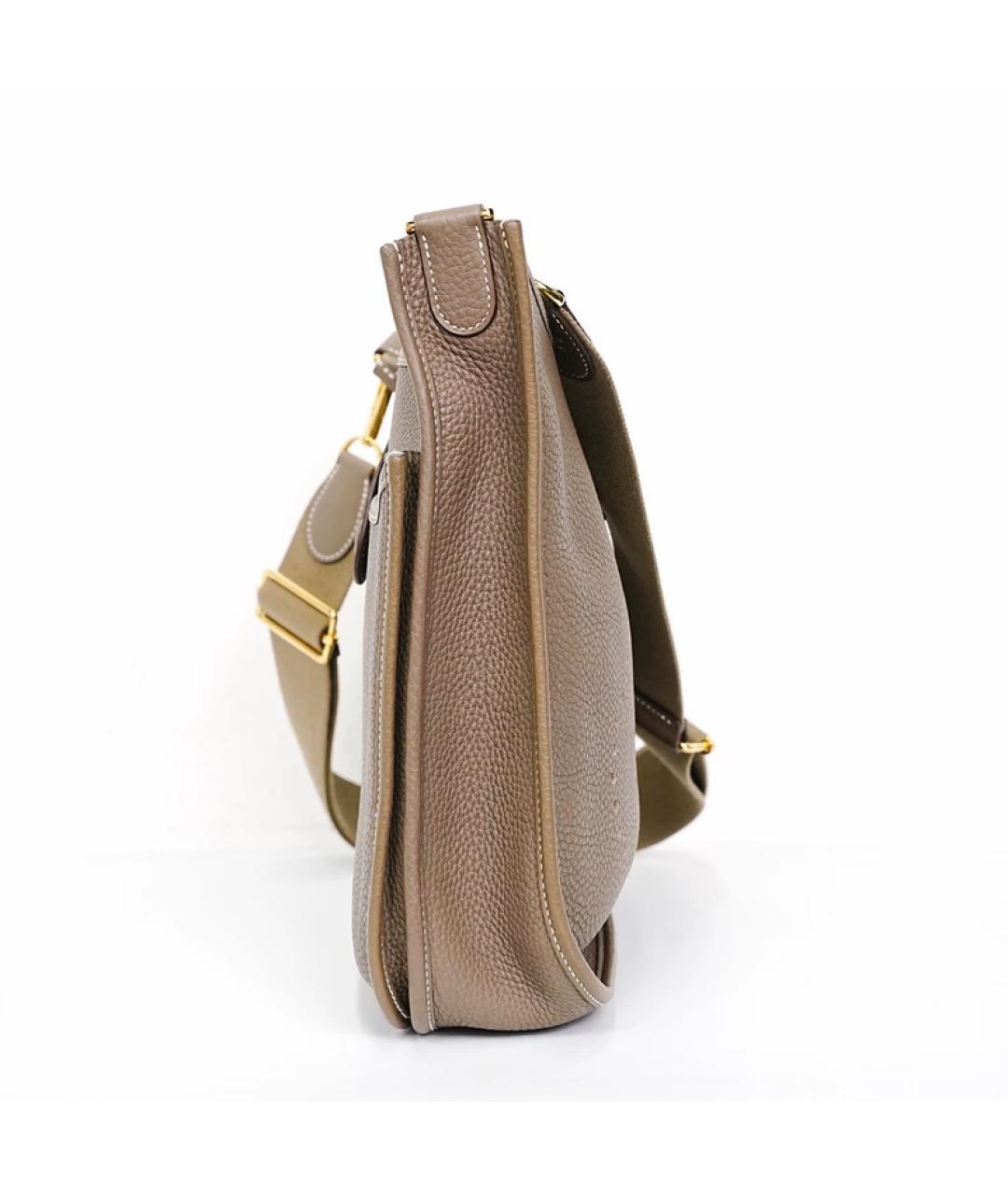 HERMES Серая кожаная сумка через плечо, фото 4