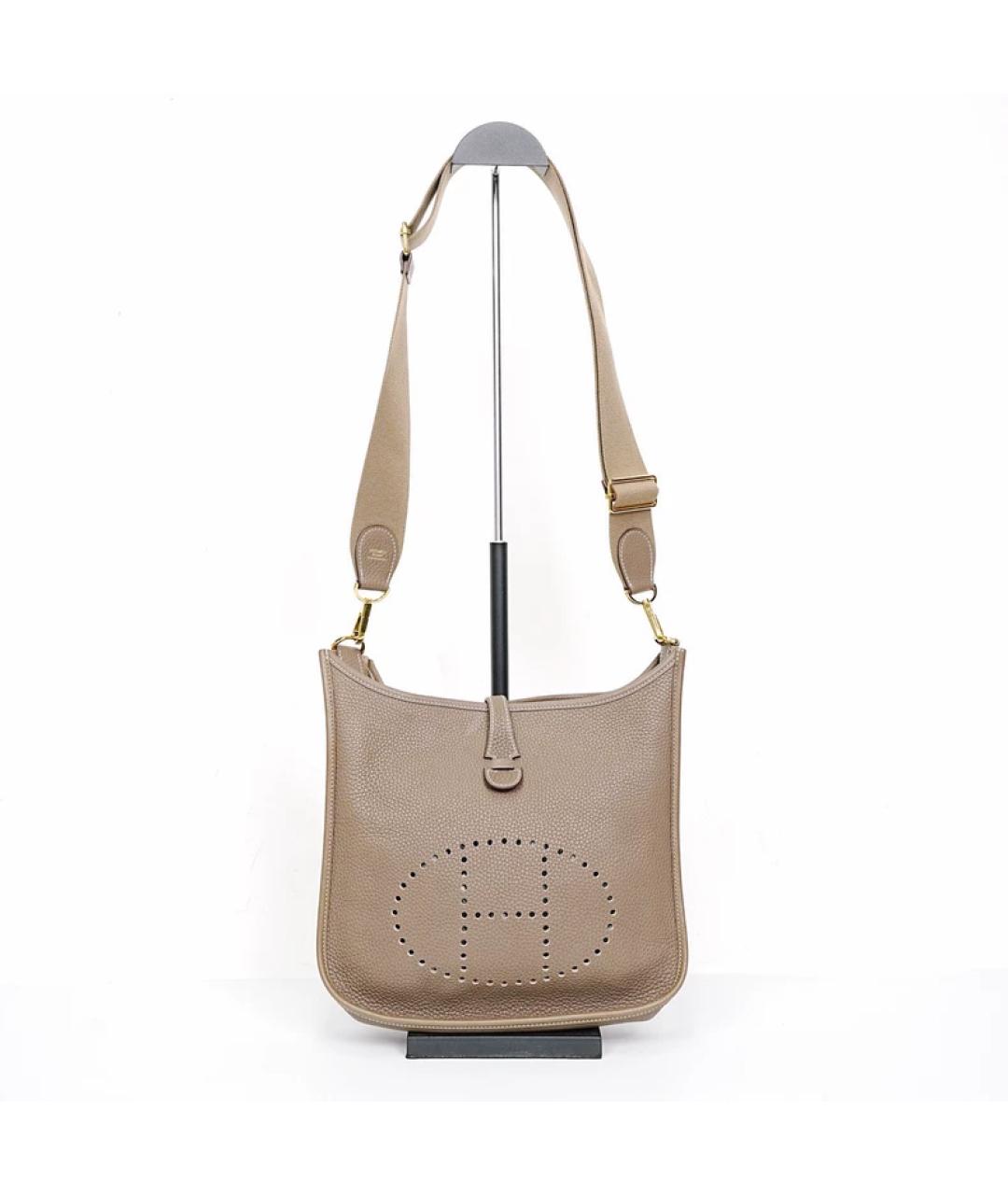 HERMES Серая кожаная сумка через плечо, фото 3