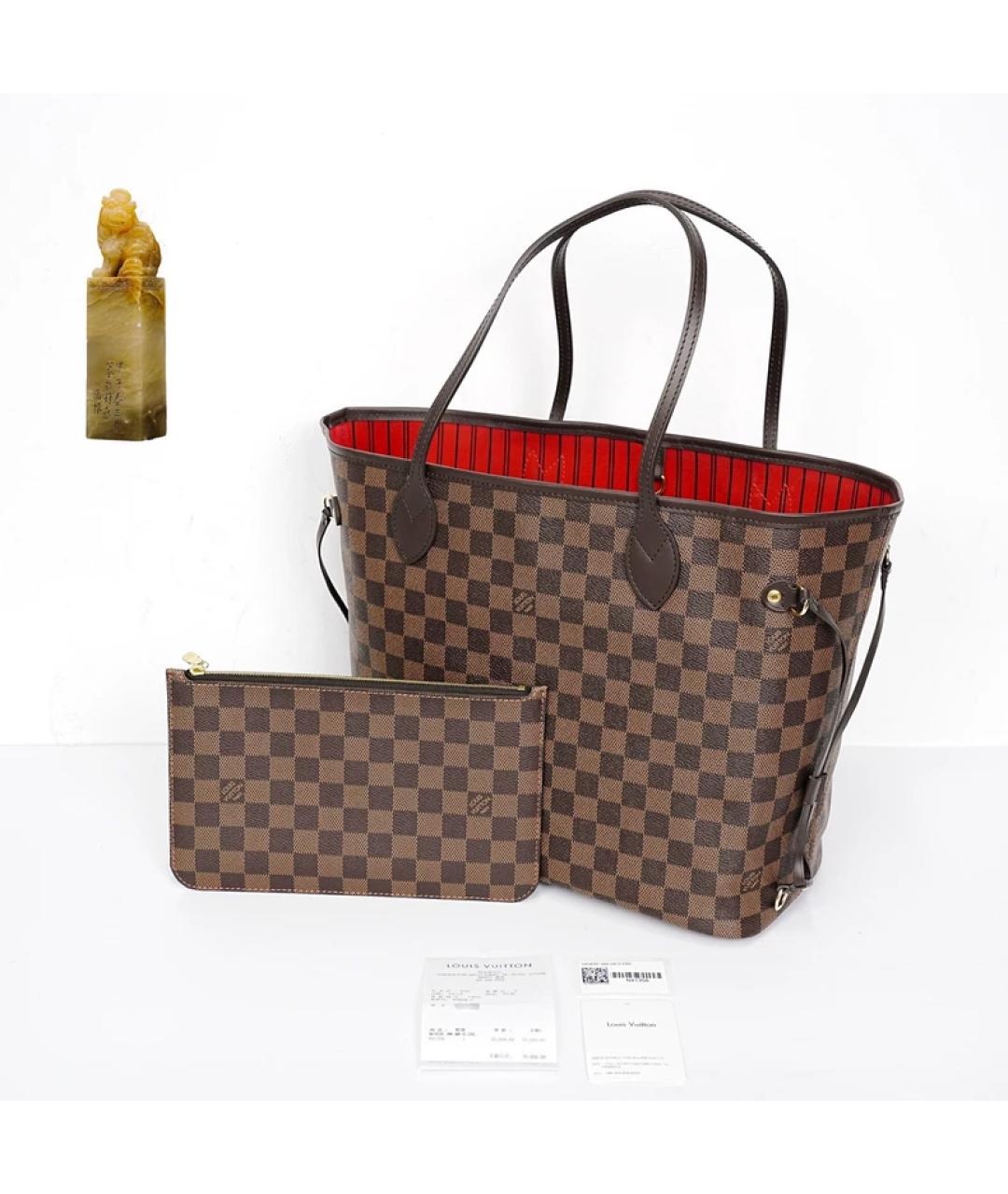 LOUIS VUITTON Коричневая кожаная сумка тоут, фото 9